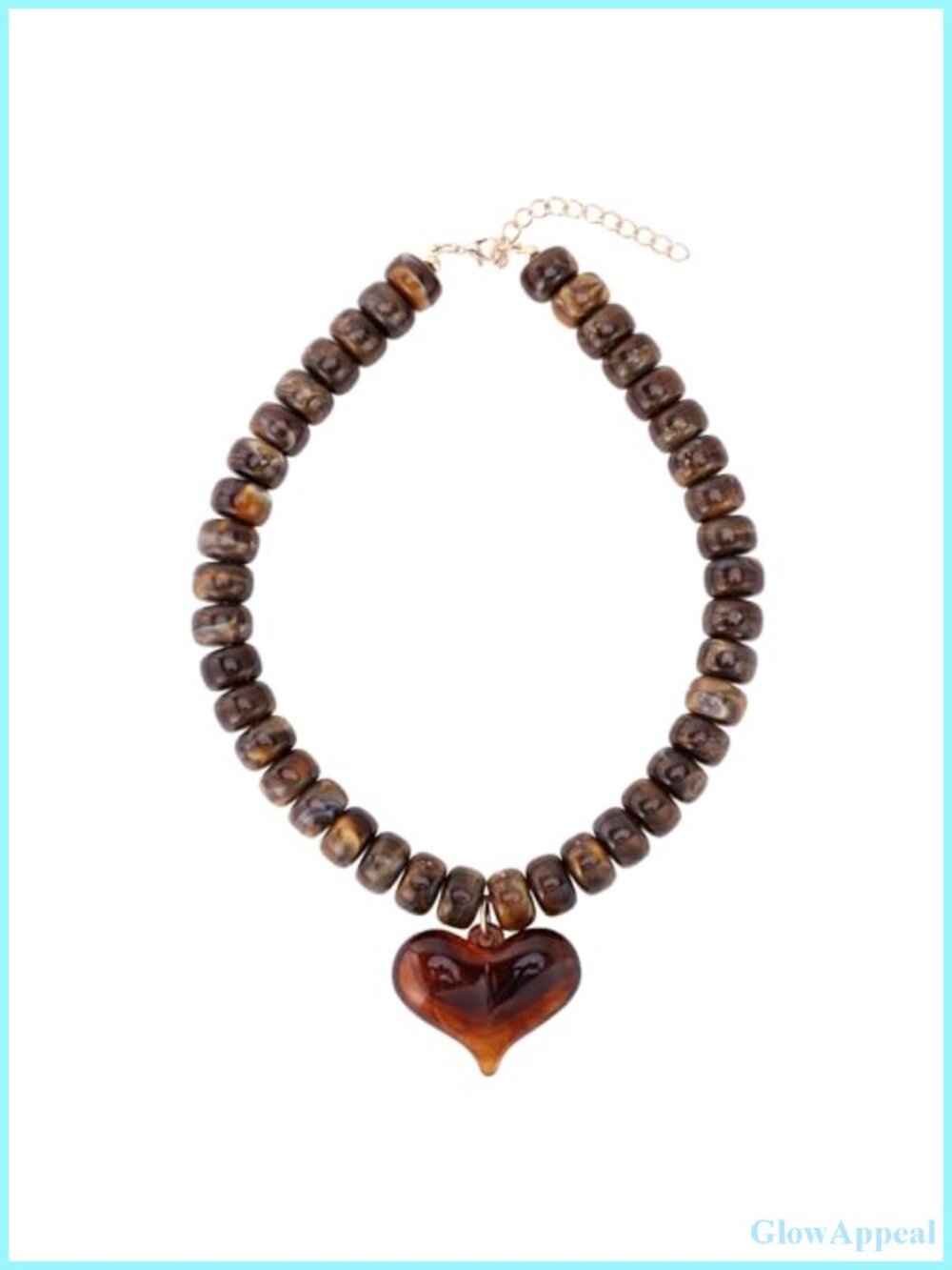 Chunky Heart Beaded Statement Choker Necklace Boho Resin Spring Ring